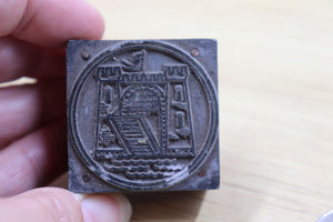 Vintage Printer's Block - Castle With Drawbridge