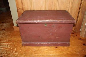 Old Small Blanket Box In Red Paint
