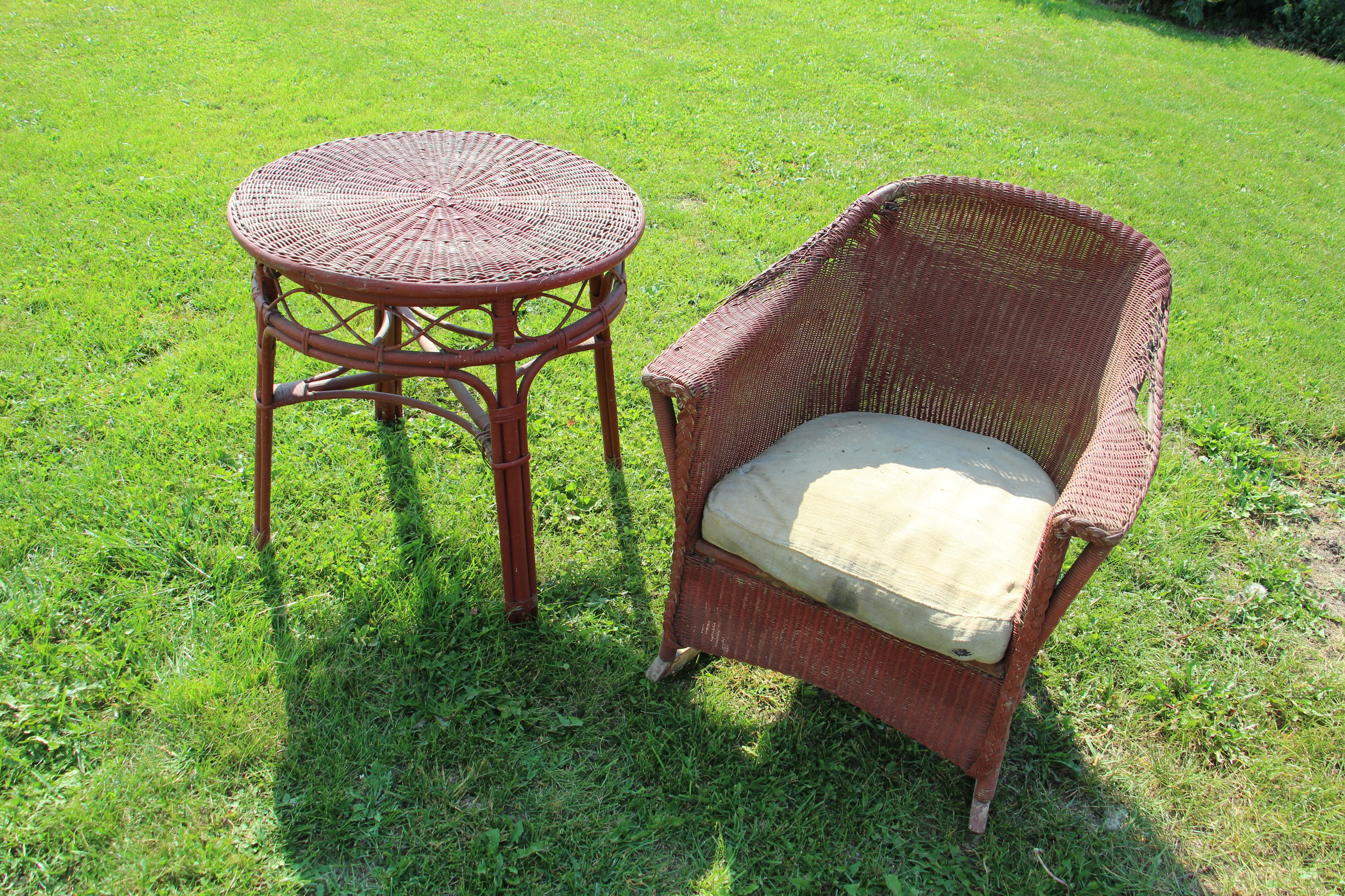 Vintage Wicker Rocking Chair and Table Set