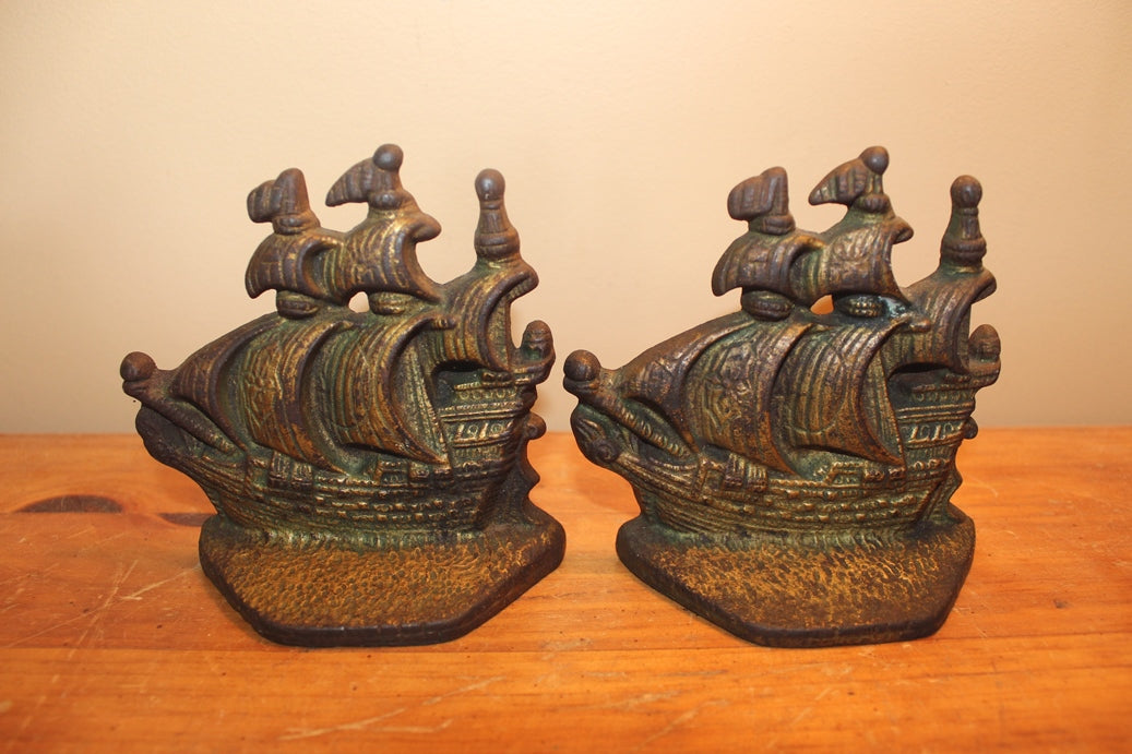 Vintage Pair of Ship Bookends
