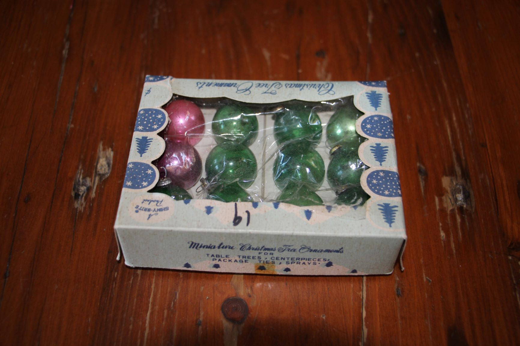 Vintage Box of Feather Tree Balls