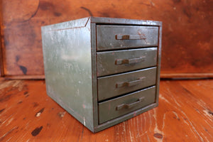 Vintage Small Metal Tool Chest With 4 Drawers