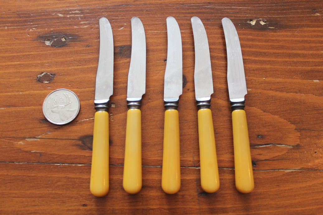 Vintage Set of 5 Tiny Bakelite/Celluloid Handled Knives