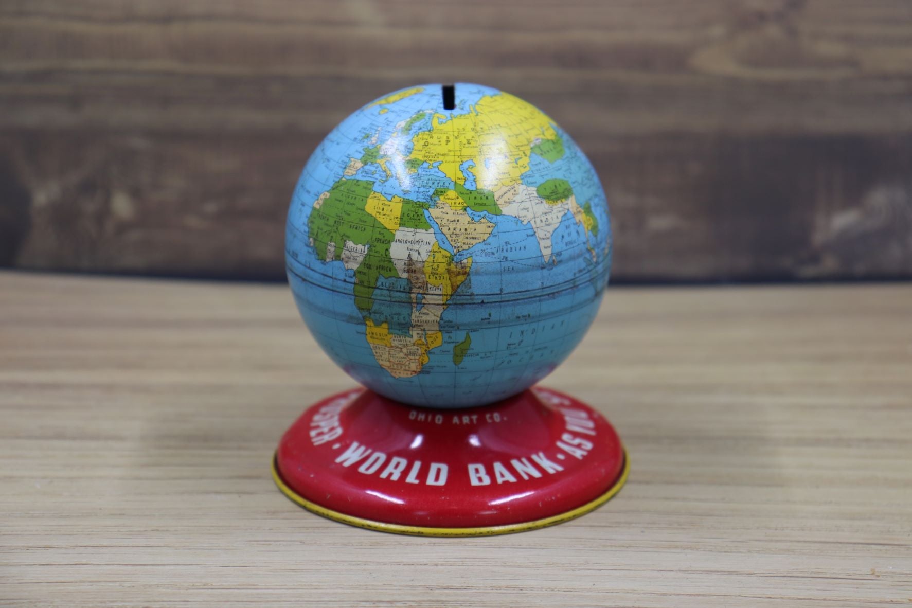 Vintage Tin Globe Bank - Ohio Art Co.
