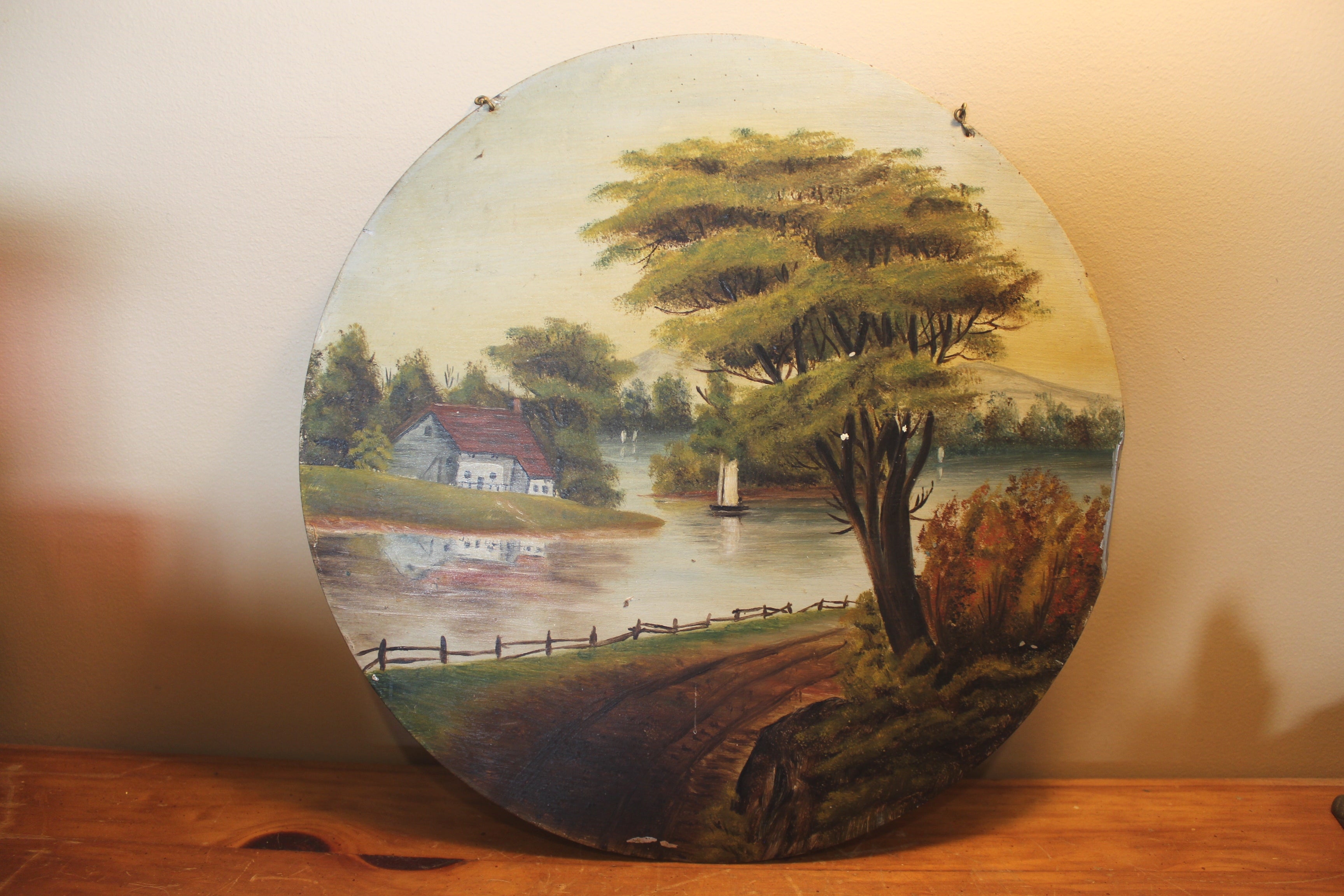 Vintage painting done on tin