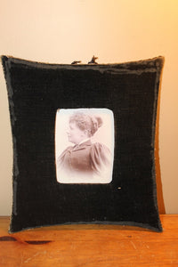 Old Velvet Frame with Picture of Woman