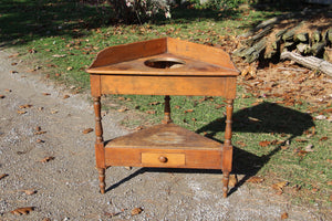 Old Antique Pine Corner Washstand