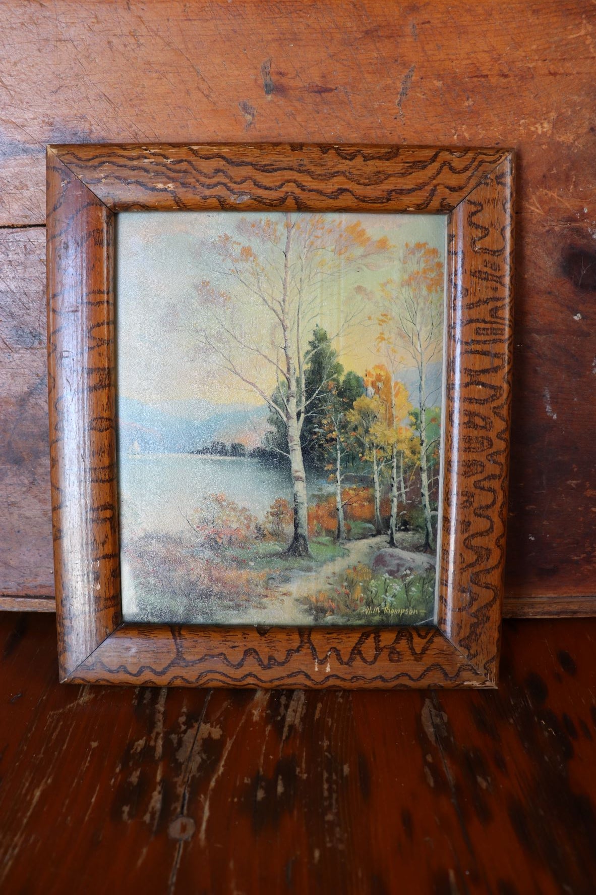 Vintage Print In A Decorative Wooden Frame