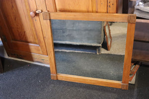 Vintage Wooden Framed Mirror With Wavy Glass