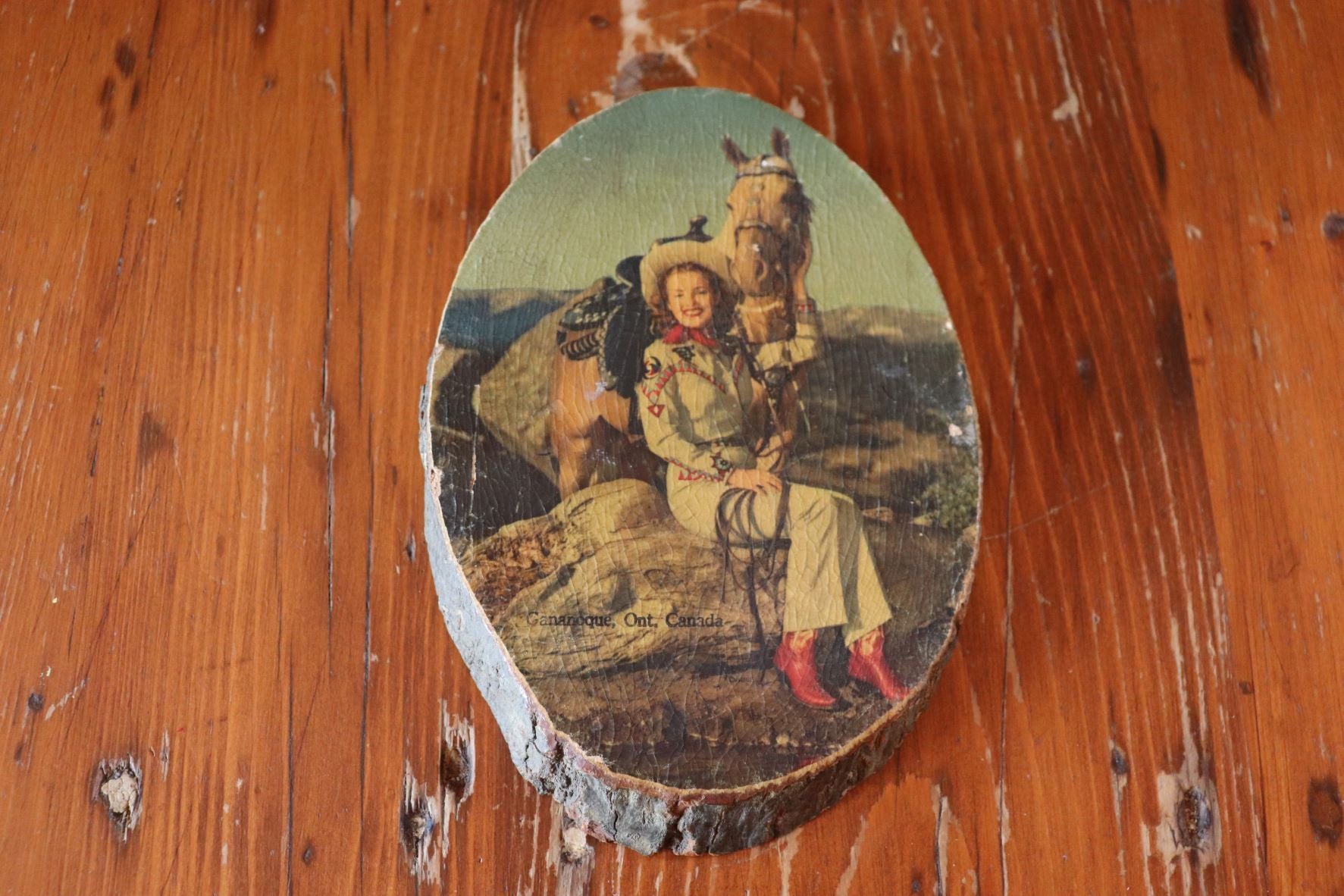 Vintage Picture On Wood - Souvenir Piece